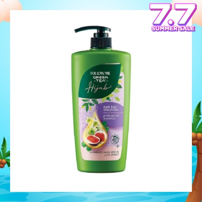 FOLLOW ME Green Tea HIJAB Hair Fall Solution pH-Balanced Shampoo with Habbatus Saude Seed Oil & Fig Extract (Strengthens Weak Hair) 650ml