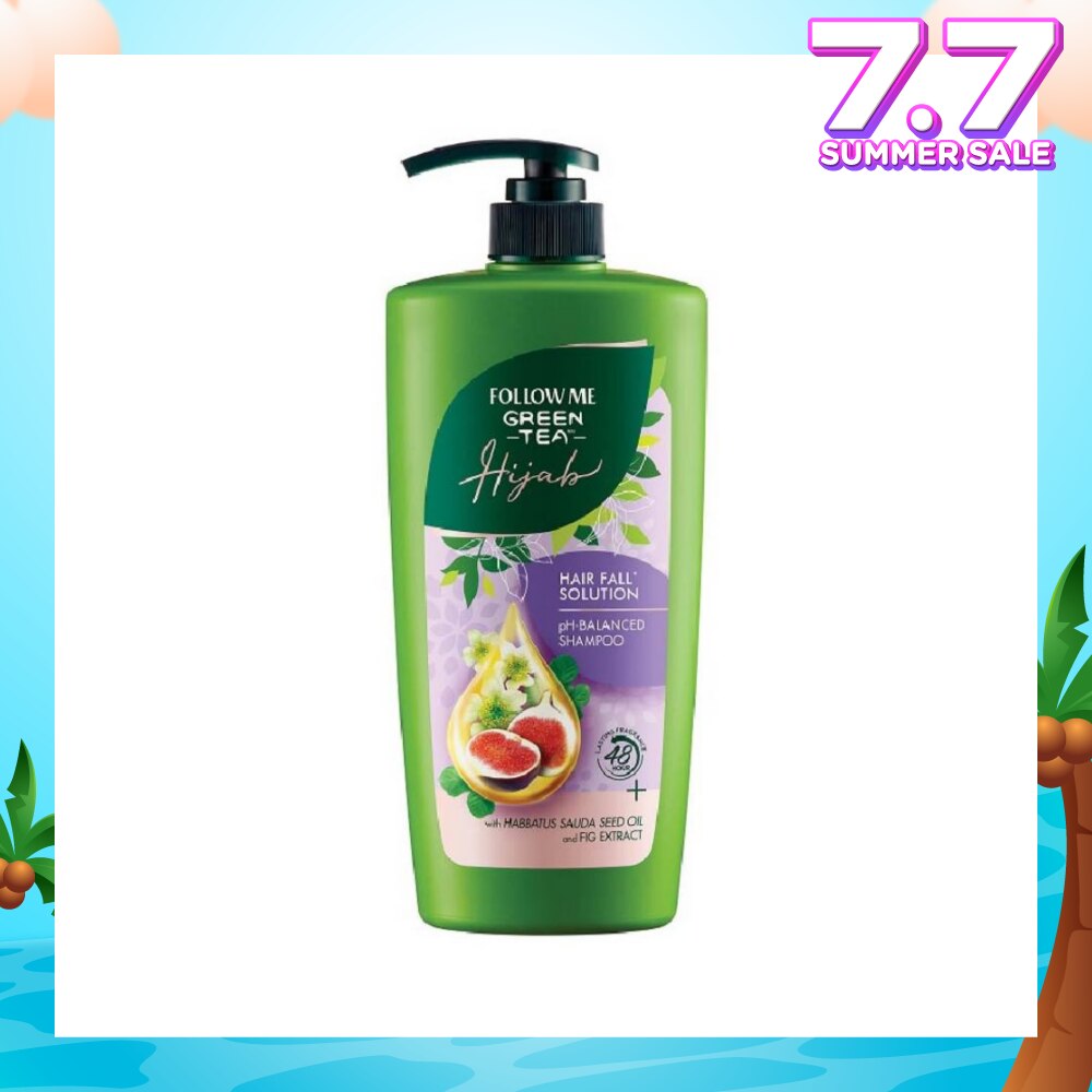 Green Tea HIJAB Hair Fall Solution pH-Balanced Shampoo with Habbatus Saude Seed Oil & Fig Extract (Strengthens Weak Hair) 650ml