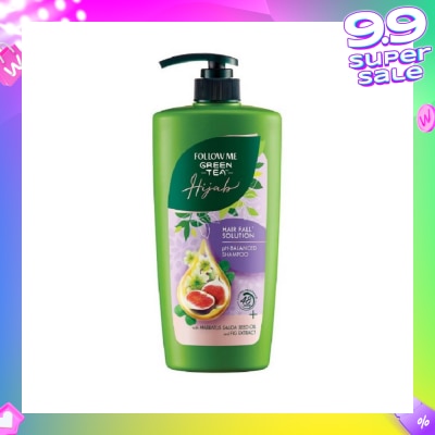 FOLLOW ME Green Tea HIJAB Hair Fall Solution pH-Balanced Shampoo with Habbatus Saude Seed Oil & Fig Extract (Strengthens Weak Hair) 650ml