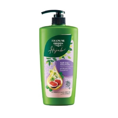 FOLLOW ME Green Tea HIJAB Hair Fall Solution pH-Balanced Shampoo with Habbatus Saude Seed Oil & Fig Extract (Strengthens Weak Hair) 650ml