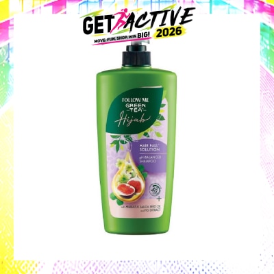 FOLLOW ME - Green Tea HIJAB Hair Fall Solution pH-Balanced Shampoo with Habbatus Saude Seed Oil & Fig Extract (Strengthens Weak Hair) 650ml image