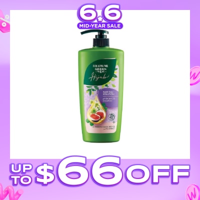 FOLLOW ME - Green Tea HIJAB Hair Fall Solution pH-Balanced Shampoo with Habbatus Saude Seed Oil & Fig Extract (Strengthens Weak Hair) 650ml