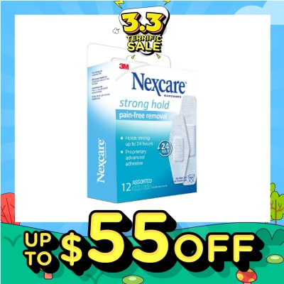 NEXCARE™ Strong Hold Pain Free Removal Bandages Assorted Proprietary Advanced Adhesive (Holds Strong up to 24hrs) 12s