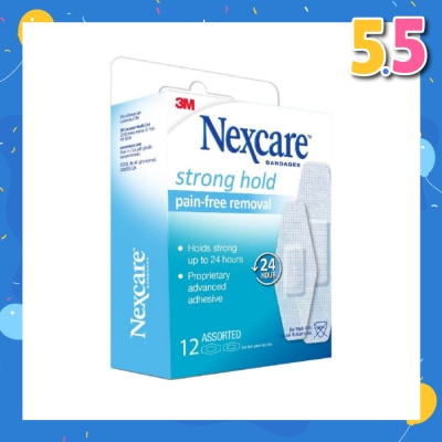 NEXCARE™ Strong Hold Pain Free Removal Bandages Assorted Proprietary Advanced Adhesive (Holds Strong up to 24hrs) 12s