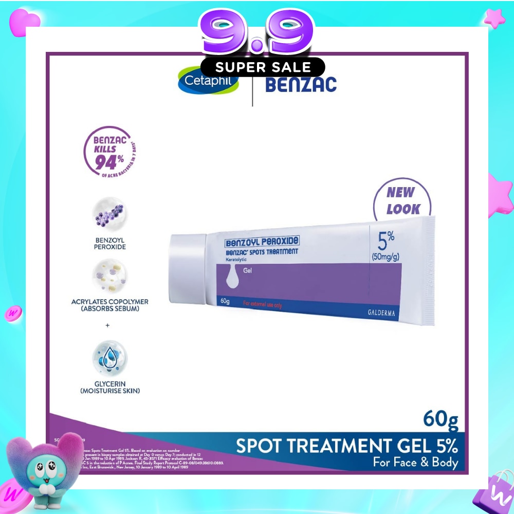 Spots Treatment 5% (Anti-Acne + Pimple Gel Cream With Benzoyl Peroxide) 60g image