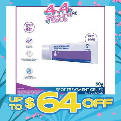 BENZAC - Spots Treatment 5% (Anti-Acne + Pimple Gel Cream With Benzoyl Peroxide) 60g