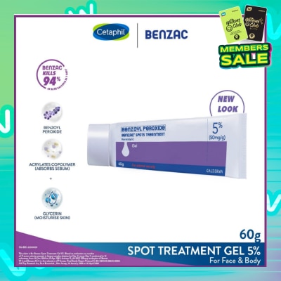 BENZAC Spots Treatment 5% (Anti-Acne + Pimple Gel Cream With Benzoyl Peroxide) 60g