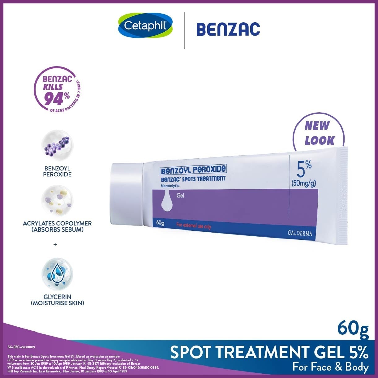 Spots Treatment 5% (Anti-Acne + Pimple Gel Cream With Benzoyl Peroxide) 60g