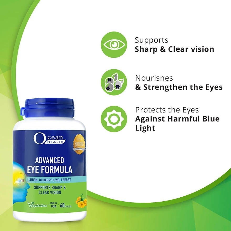 Advanced Eye Formula Caplet (Supports Sharp & Clear Vision + With Lutein, Bilberry & Wolfberry + Vegetarian) 60s