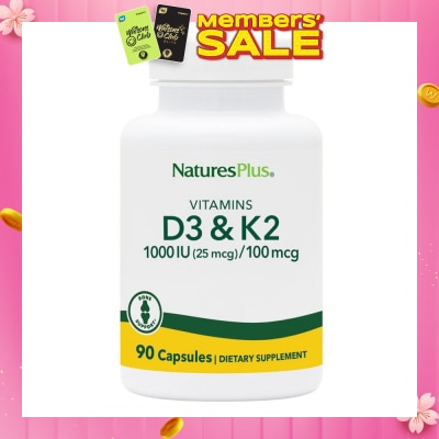 NATURE'S PLUS Vitamin D3 & K2 1000 Dietary Supplement Capsule 90s