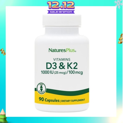 NATURE'S PLUS Vitamin D3 & K2 1000 Dietary Supplement Capsule 90s