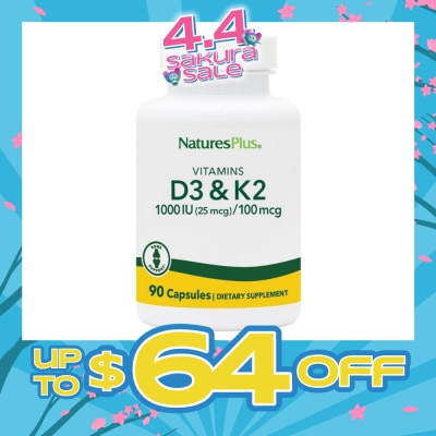 NATURE'S PLUS - Vitamin D3 & K2 1000 Dietary Supplement Capsule 90s