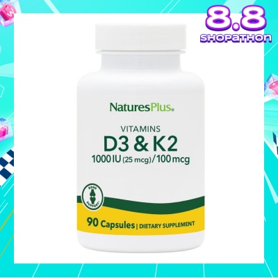 NATURE'S PLUS Vitamin D3 & K2 1000 Dietary Supplement Capsule 90s