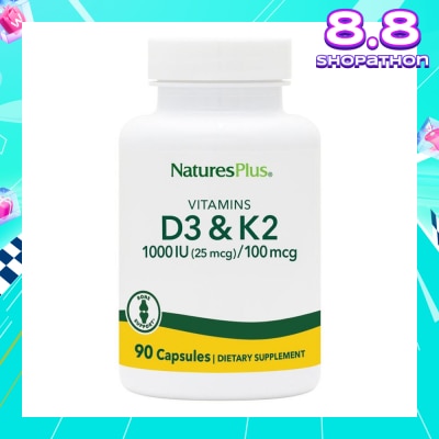 NATURE'S PLUS Vitamin D3 & K2 1000 Dietary Supplement Capsule 90s