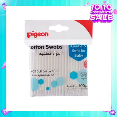 PIGEON Cotton Swabs 200 Tips Plastic Stem 100 Pieces