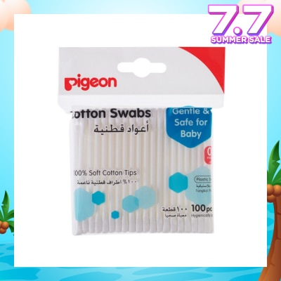 PIGEON Cotton Swabs 200 Tips Plastic Stem 100 Pieces