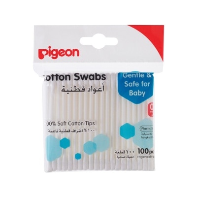 PIGEON Cotton Swabs 200 Tips Plastic Stem 100 Pieces