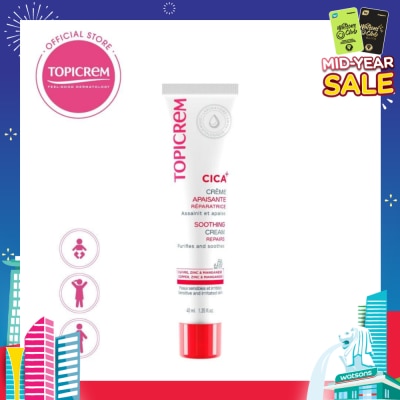 TOPICREM Cica Soothing Cream (Repairs Skin And Moisturizes For 24 Hours) 40ml