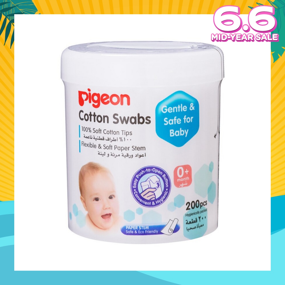 100% Cotton Swab Flexible & Soft Paper Stem (Safe for Baby) 200s