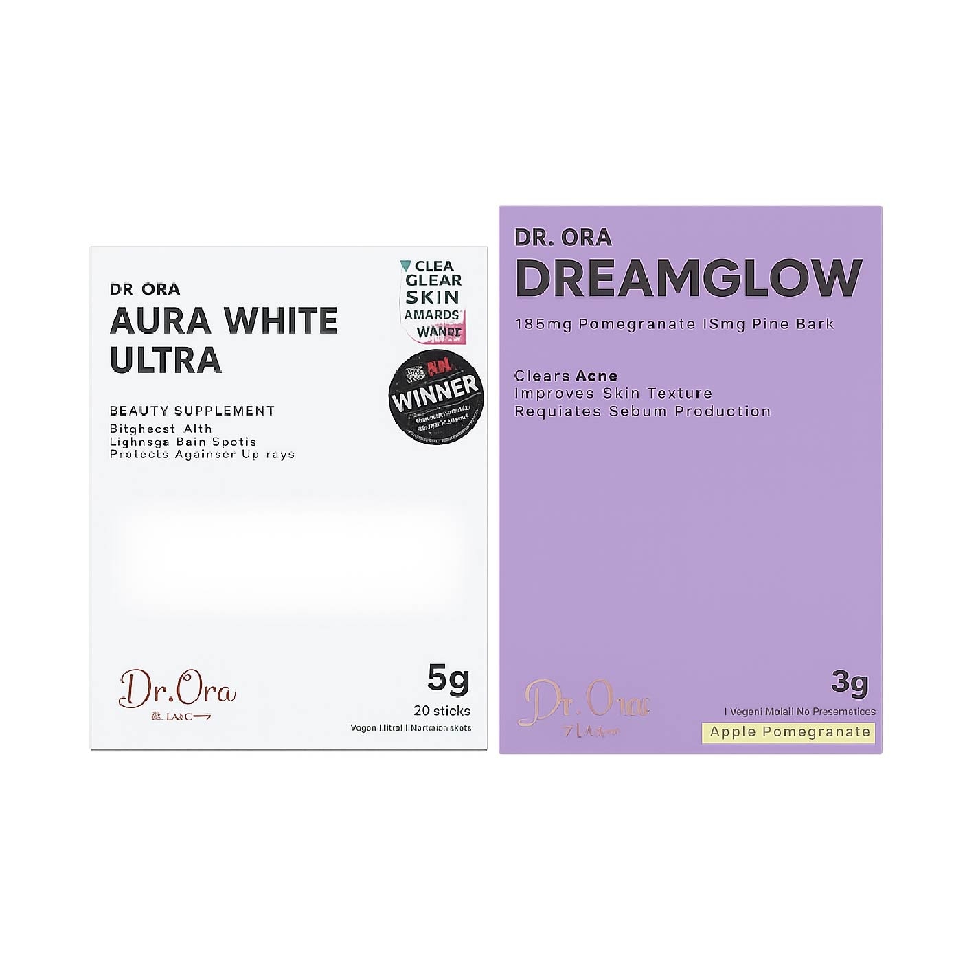 Aura White Ultra & Dreamglow Acne Clear Beauty Supplement Bundle Set 1s