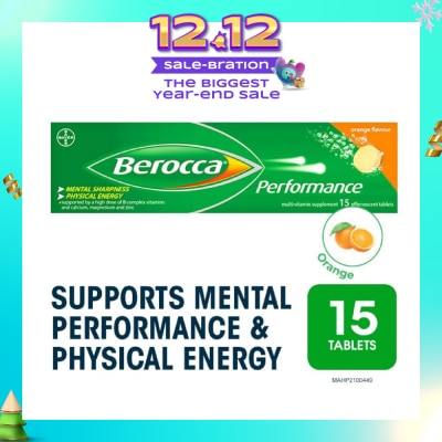 BEROCCA Performance Effervescent Orange Flavour 15s (Expiry: Oct`2026)