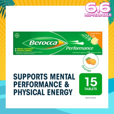 BEROCCA Performance Effervescent Orange Flavour 15s