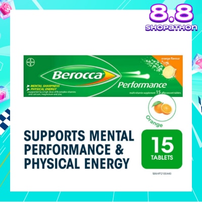 BEROCCA Performance Effervescent Orange Flavour 15s