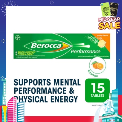 BEROCCA Performance Effervescent Orange Flavour 15s