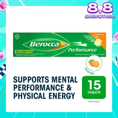 BEROCCA Performance Effervescent Orange Flavour 15s