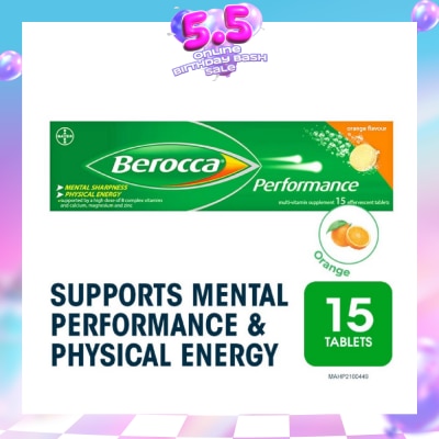 BEROCCA - Performance Effervescent Orange Flavour 15s (Expiry: Oct`2026)