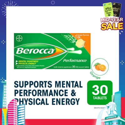 BEROCCA Perfomance Effervescent Orange Flavour 30s
