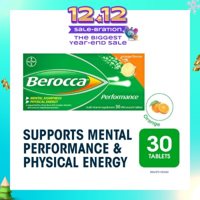 BEROCCA Perfomance Effervescent Orange Flavour 30s (Expiry: Oct`2026)