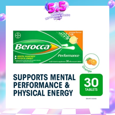 BEROCCA - Perfomance Effervescent Orange Flavour 30s (Expiry: Oct`2026)