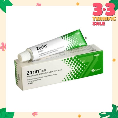 ZARIN Anti-Fungal Cream (For Treatment of Ringworm, Atheletes Foot, White Spots & Fungal Infection) 15g