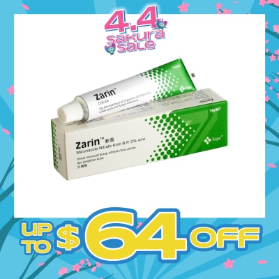 ZARIN - Anti-Fungal Cream (For Treatment of Ringworm, Atheletes Foot, White Spots & Fungal Infection) 15g