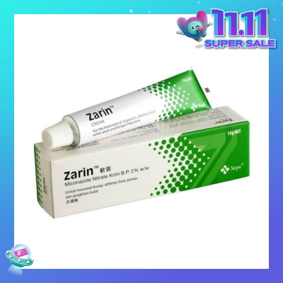 ZARIN Anti-Fungal Cream (For Treatment of Ringworm, Atheletes Foot, White Spots & Fungal Infection) 15g