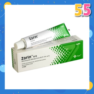 ZARIN Anti-Fungal Cream (For Treatment of Ringworm, Atheletes Foot, White Spots & Fungal Infection) 15g
