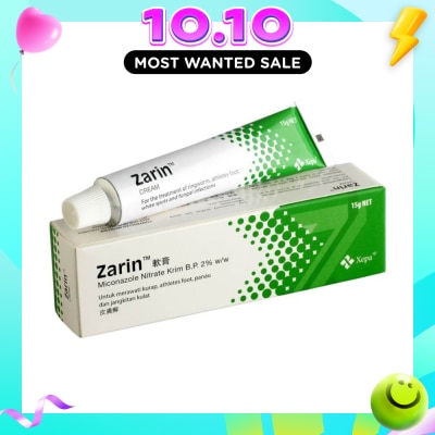 ZARIN Anti Fungal Cream (For Treatment of Ringworm, Atheletes Foot, White Spots & Fungal Infection) 15g image