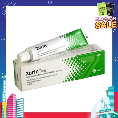 ZARIN Anti-Fungal Cream (For Treatment of Ringworm, Atheletes Foot, White Spots & Fungal Infection) 15g