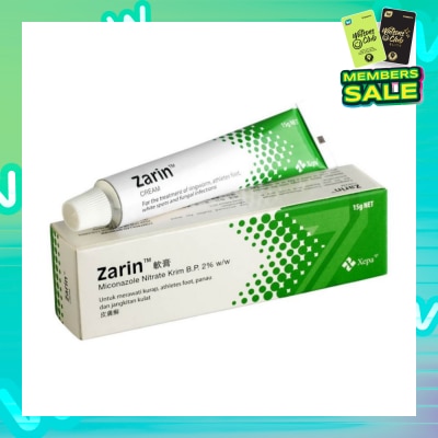 ZARIN Anti-Fungal Cream (For Treatment of Ringworm, Atheletes Foot, White Spots & Fungal Infection) 15g