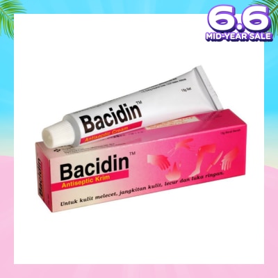 BACIDIN Antiseptic Cream (For Burns, Abrasions, Wounds, Minor Skin Infections and Insect Bites) 15g