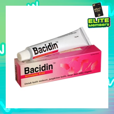 BACIDIN Antiseptic Cream (For Burns, Abrasions, Wounds, Minor Skin Infections and Insect Bites) 15g