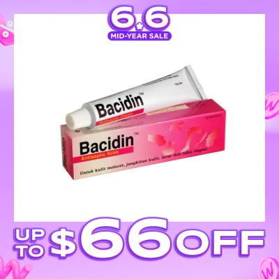 BACIDIN - Antiseptic Cream (For Burns, Abrasions, Wounds, Minor Skin Infections and Insect Bites) 15g