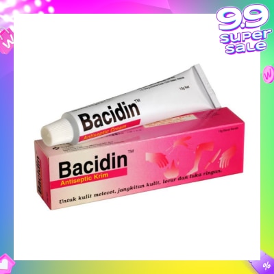 BACIDIN Antiseptic Cream (For Burns, Abrasions, Wounds, Minor Skin Infections and Insect Bites) 15g