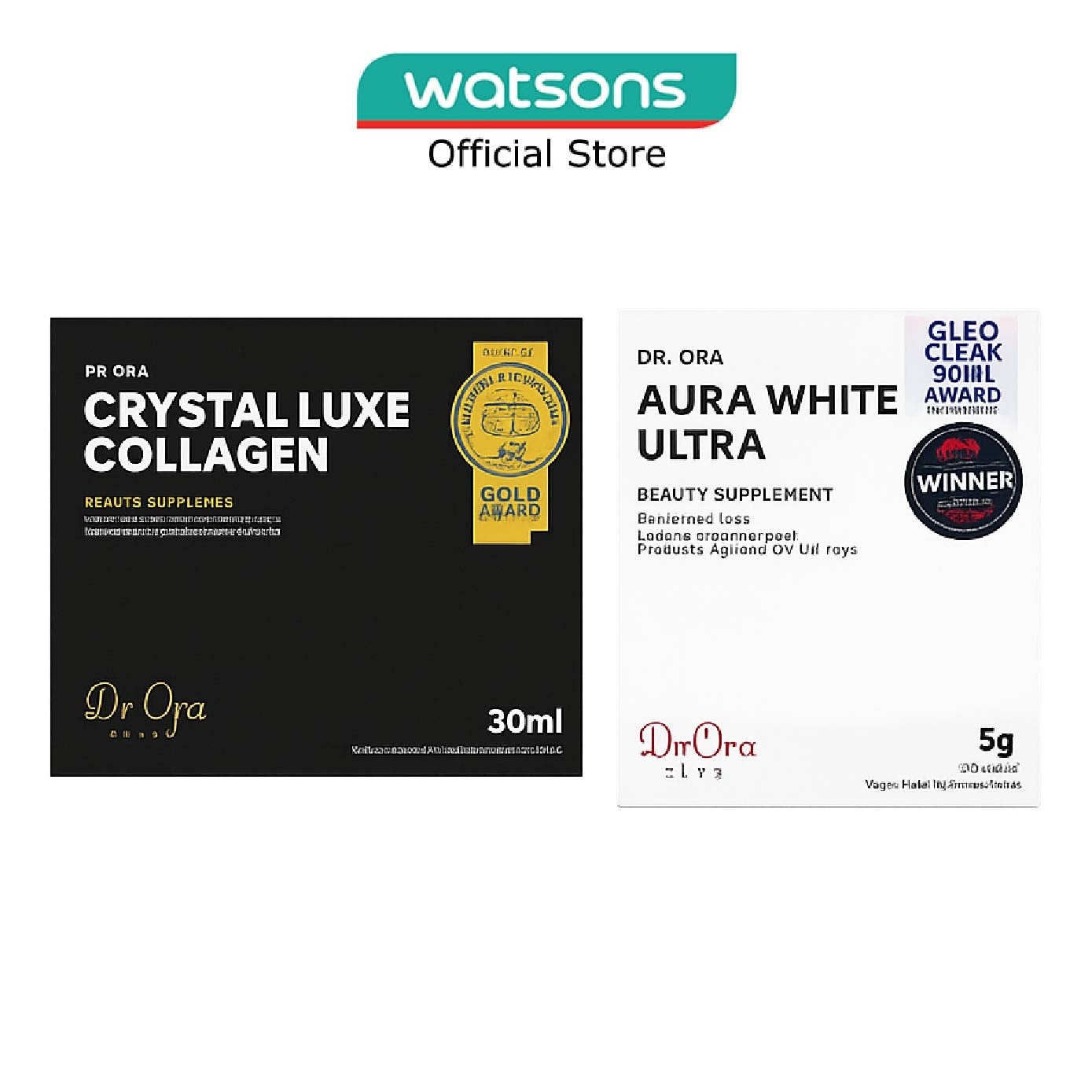 Aura White Ultra & Crystal Luxe Collagen Bundle Set 1s