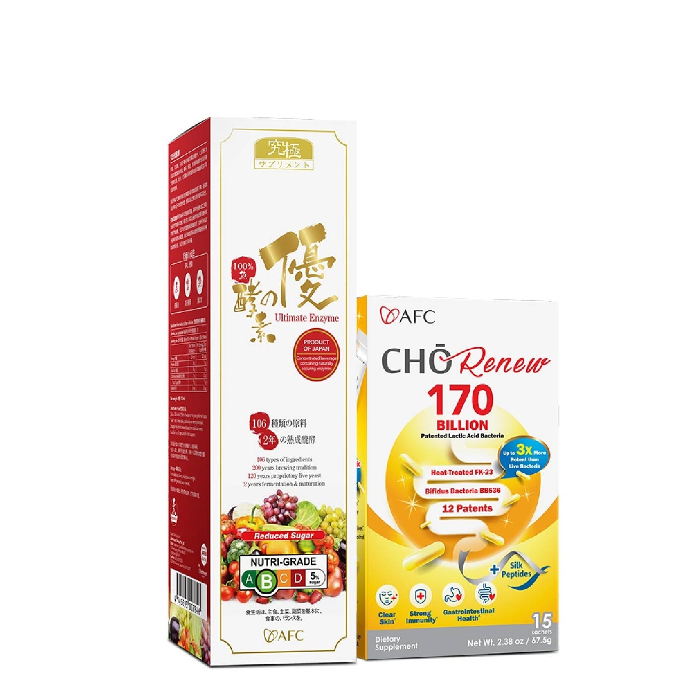 CHO Renew 170 Billion Beauty Probiotics + Ultimate Enzyme Nutritional Support Enzyme Drink Bundle Set 1s