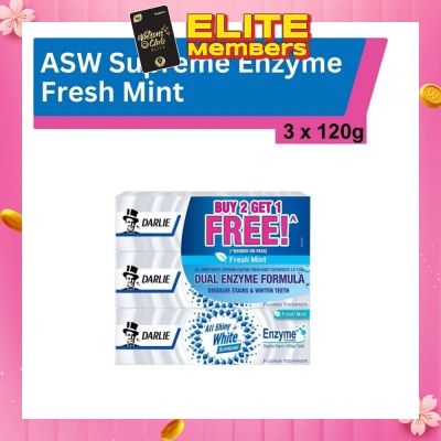 DARLIE All Shiny White Supreme Enzyme Toothpaste Fresh Mint 120g x 3s
