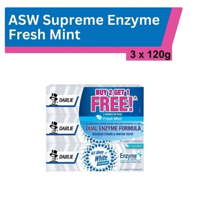 DARLIE All Shiny White Supreme Enzyme Toothpaste Fresh Mint 120g x 3s