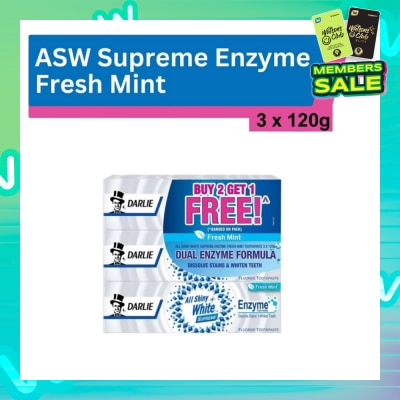 DARLIE All Shiny White Supreme Enzyme Toothpaste Fresh Mint 120g x 3s