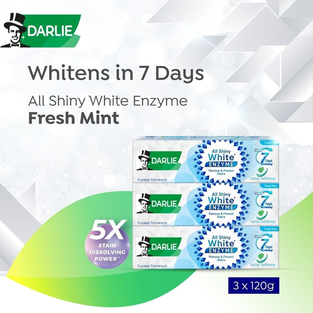 All Shiny White Enzyme Whitening Toothpaste Fresh Mint Value Pack 120g x 3s